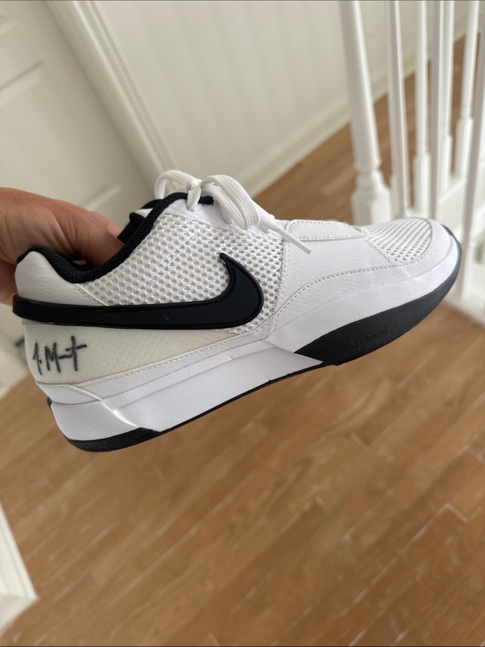 John morant Nike Men’s White and Black Athletic Training Shoes